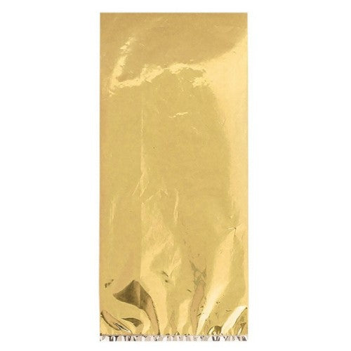 Small gold cello party bags in a pack of 25, perfect for elegant gift packaging at celebrations and special events.