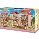 Sylvanian Families Red Roof Country Home with secret attic playroom, featuring a slide ladder and configurable rooms.