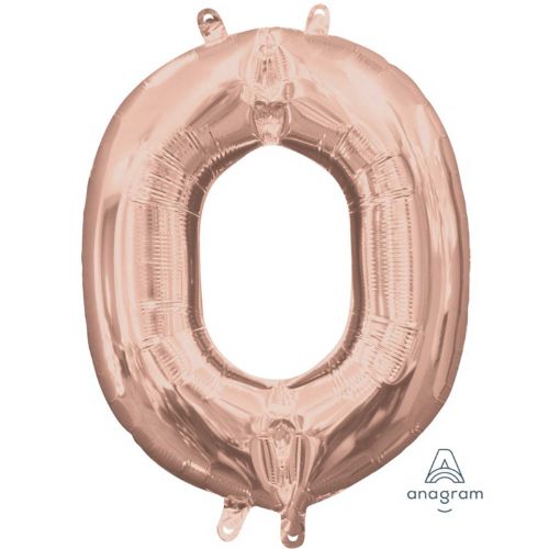 Rose gold foil balloon in the shape of the letter 'O', measuring 40cm, perfect for elegant party decorations.