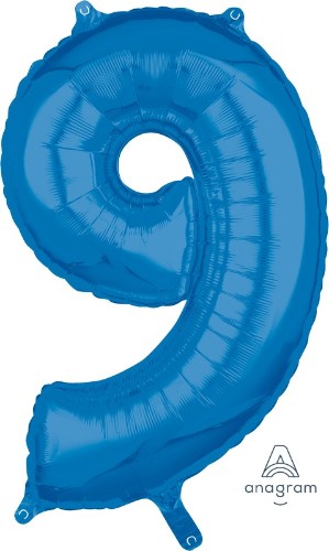 Mid-size blue numeral 9 balloon, perfect for birthdays and celebrations, crafted for durability and stylish decor.