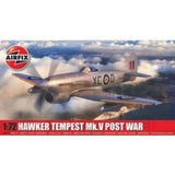 Airfix Hawker Tempest Mk.V model kit featuring laminar flow wings, detailed parts, and decals for building a classic British fighter.