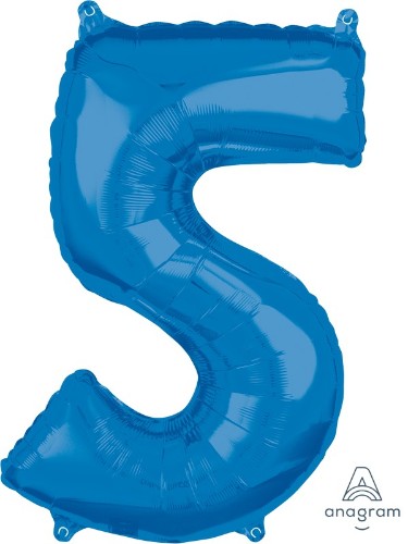 Blue Numeral 5 Mid-Size Shape