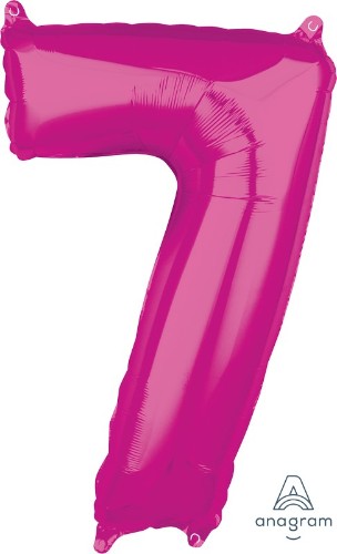 Pink mid-size numeral 7 balloon for celebrating birthdays and milestones, easy to inflate and perfect for party decor.