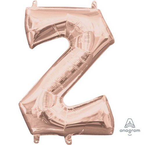 Rose gold foil balloon letter Z, 40cm, perfect for celebrations and party decorations with a stylish touch.