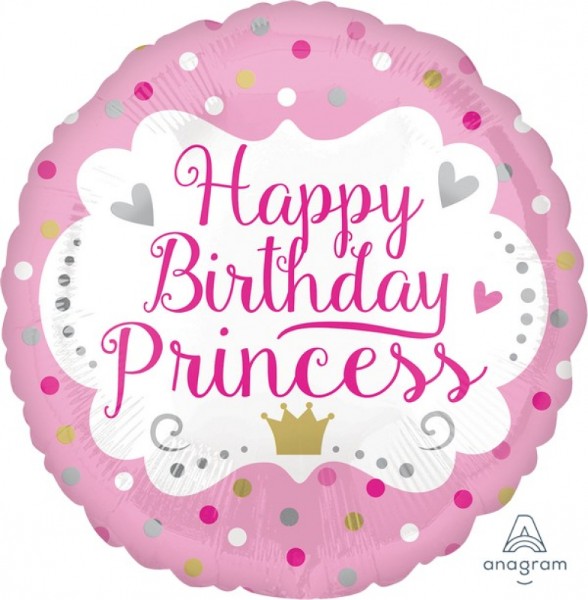 Foil Balloon - Standard Hx Happy Birthday Princess (45cm)