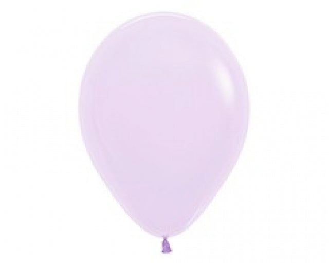 Pack of 50 pastel matte lilac latex balloons, ideal for enhancing party decor with a soft, elegant touch.