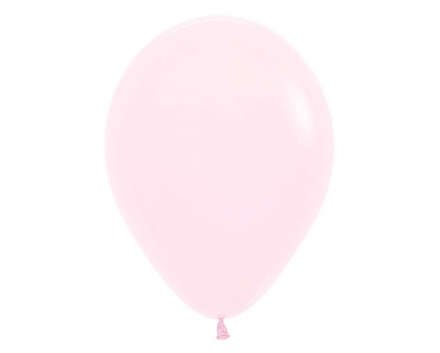 Pack of 100 pastel matte pink latex balloons, perfect for elegant celebrations and versatile decor for any occasion.