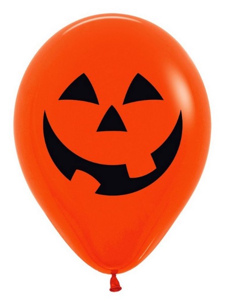 Vibrant assorted orange balloons, 30cm, perfect for Halloween parties and decoration, sold in a pack of 12.