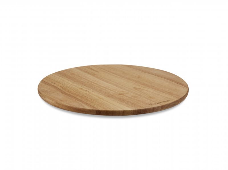 Elegant 35cm rubberwood lazy susan with 360° rotation and non-slip feet, ideal for effortless serving and entertaining.