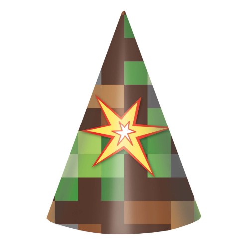Vibrant cardboard cone hats for all ages, perfect for festive occasions, pack of 8, 6 inches tall, eco-friendly.