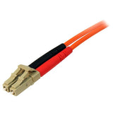 Multimode fiber optic cable, 3m length, LSZH jacket, LC/LC connectors, ideal for high-speed data transmission.