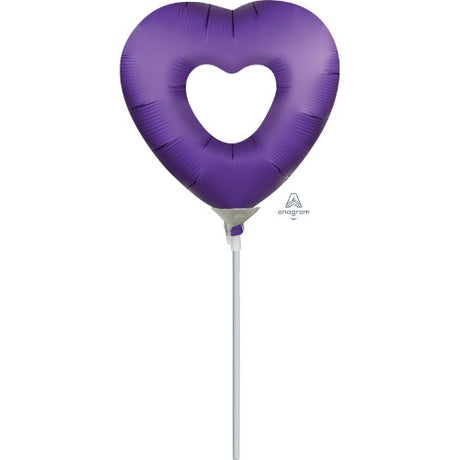 Mini purple heart-shaped foil balloon, perfect for celebrations, crafted for lasting shape and elegance.