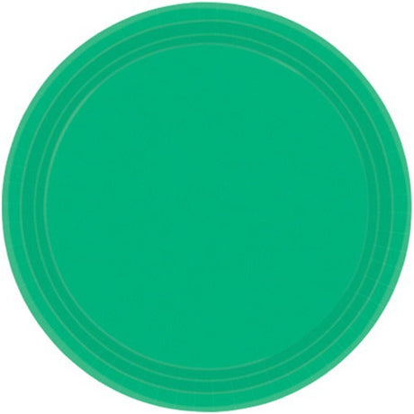 Festive green paper plates in a pack of 20, perfect for parties and hassle-free clean-up.