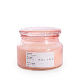 Scented candle in a botanical jar, featuring pink rose and water lily scents in a chic design, 10x8cmH.
