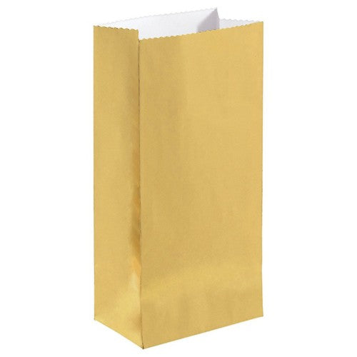 Luxurious mini gold foil paper bags, pack of 12, perfect for gifts or party favors, eco-friendly and stylish.