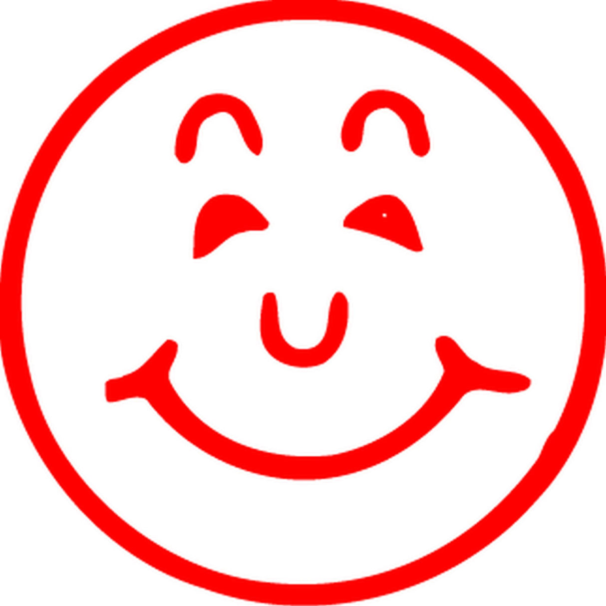 Red Smiley Face stamp from Xstamper, pre-inked and re-inkable, ideal for teachers and parents to add joy to documents.