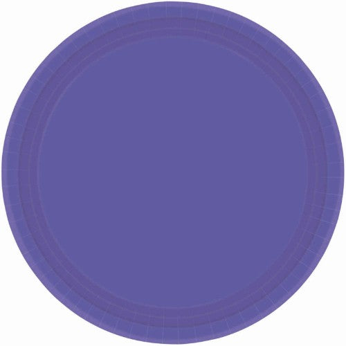 Vibrant purple round paper plates, 23cm, eco-friendly, pack of 20, perfect for parties and easy cleanup.