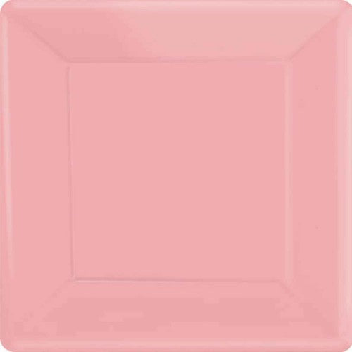 Stylish 17cm pink square paper plates, pack of 20, perfect for parties and eco-friendly dining without cleanup hassle.