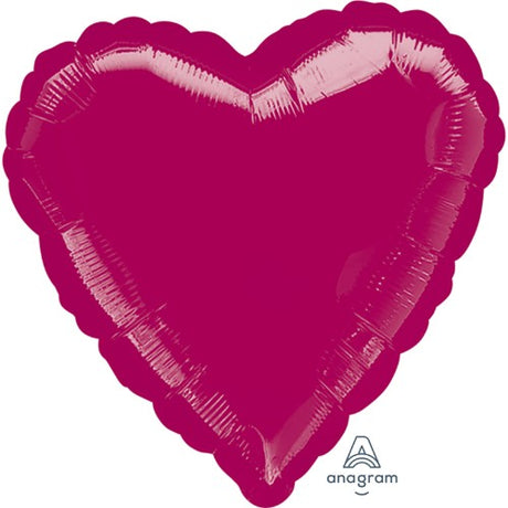 Heart-shaped 45cm burgundy foil balloon, perfect for romantic occasions and party decorations. Self-sealing and durable.