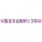 My Little Pony Jumbo Add-An-Age Banner featuring colorful characters for customizable birthday celebrations.