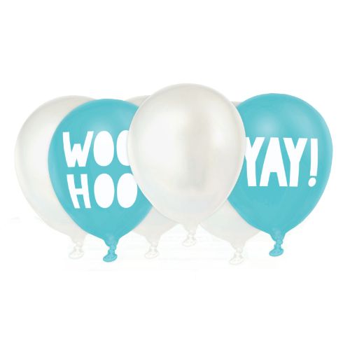 Pack of 6 iridescent latex balloons, 12"/30cm, ideal for vibrant party decorations and special events.