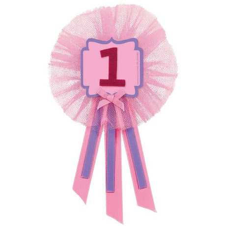 Exquisite 1st Birthday Award Ribbon for girls, celebrating milestones with vibrant colors and delightful design.