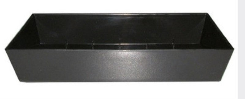 Black rectangular plastic tray measuring 27x13x5cm, ideal for floral arrangements and home decor.