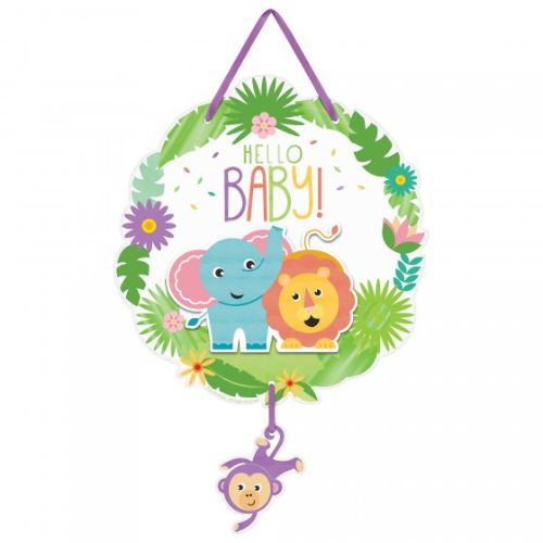 Fisher Price Hello Baby Hanging Sign, a charming and colorful nursery decor piece designed to create a welcoming environment.