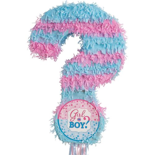 Vibrant gender reveal pinata measuring 37.47cm x 7.62cm x 54.61cm, perfect for fun-filled celebrations.