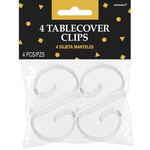 Tablecover Clips Clear Plastic - Pack of 4