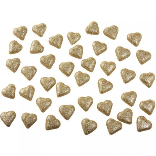 Heart Table Scatters Gold Glittered Foam Sprinkles - Pack of 40
