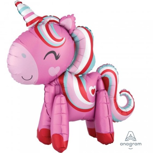 Vibrant unicorn foil balloon, 55cm x 53cm, perfect for celebrations and themed parties, adding charm and whimsy.