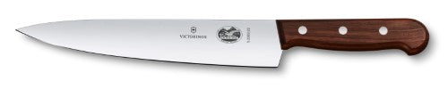 Victorinox 22cm carving knife with wooden handle, designed for precision slicing of meats with rust-resistant stainless steel blade.