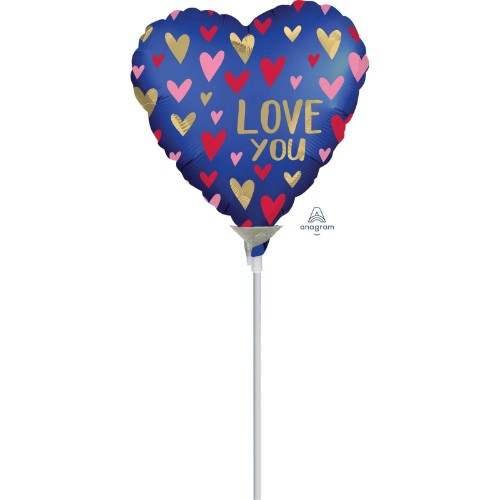 Elegant 4/10cm satin navy and gold 'Love You' embellishment, perfect for adding a heartfelt touch to any celebration.