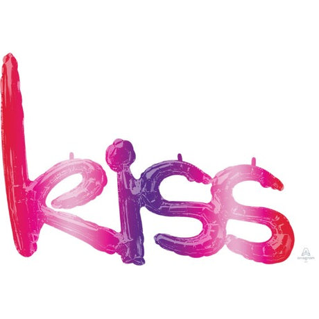 Ombre Kiss foil balloon, 68cm x 50cm, self-sealing, adds elegance to celebrations with vibrant colors and charming design.