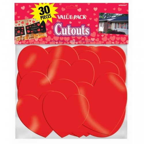 Heart Cutouts Assorted Sizes Cardboard Value Pack - Pack of 30