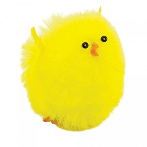 Adorable pack of 4 large 5cm chenille chicks in vibrant yellow, perfect for Easter decor and festive crafts.