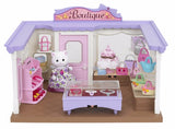 Sylvanian Families Boutique set with Persian Cat Mother, elegant accessories, and stylish outfits for imaginative play.