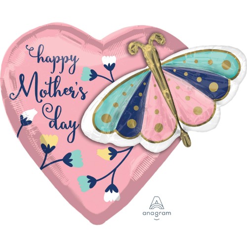 Vibrant Multi-Balloon XL set with butterfly and heart designs, perfect for celebrating Mother's Day with love and joy.