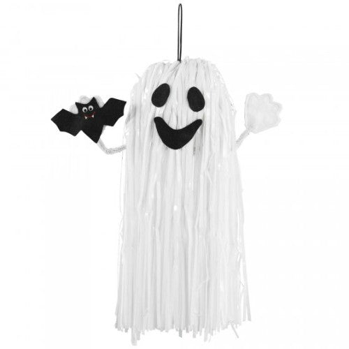 Fringe Friends Ghost Fabric Prop with textured fringes, perfect for spooky indoor and outdoor Halloween decorations.