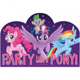 Colorful My Little Pony postcard invitations, pack of 8, perfect for birthday parties and playdates celebrating friendship.