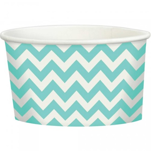 Chevron treat cups in Robin's-Egg Blue, 9.5oz size, pack of 20, perfect for desserts at parties and events.