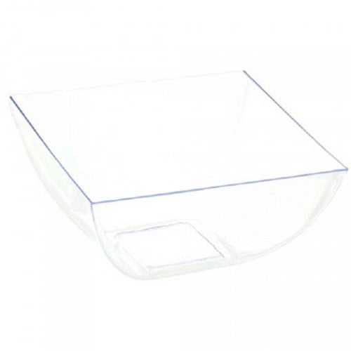 Set of 10 clear plastic mini bowls, 8oz capacity, perfect for elegant serving of appetizers and desserts at events.