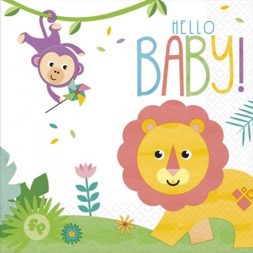 Colorful Fisher Price Hello Baby Lunch Napkins, pack of 16, perfect for playful mealtimes and eco-friendly dining.