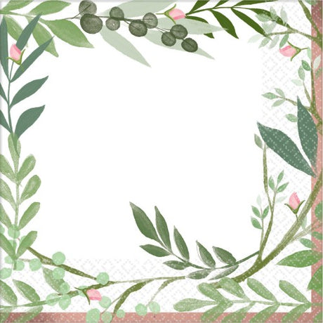 Stylish disposable luncheon napkins featuring a beautiful leaf design, perfect for any dining occasion, pack of 16.