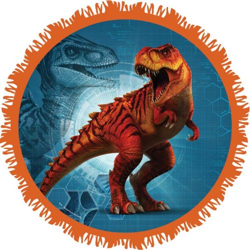 Vibrant Jurassic World pinata featuring stunning dinosaur graphics, perfect for parties and filled with surprises.