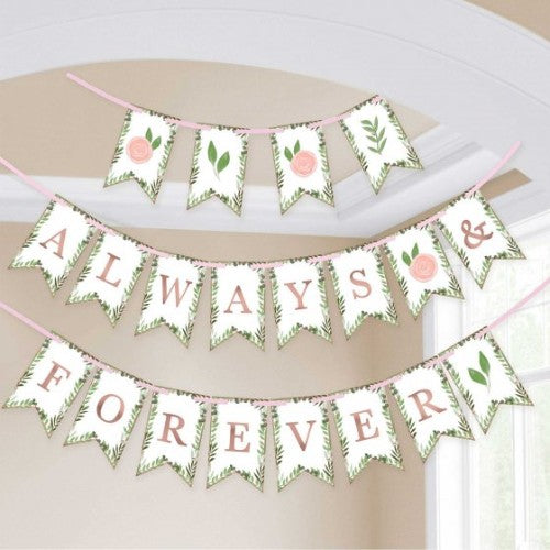 Elegant Love And Leaves Pennant Banner featuring 24 charming pennants, perfect for weddings and celebrations of love.