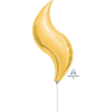 Elegant gold curve balloon measuring 18cm x 48cm, perfect for adding sophistication to any celebration.