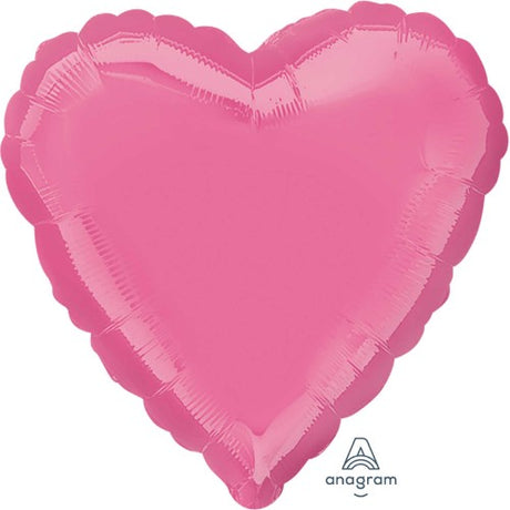 Vibrant 45cm heart-shaped foil balloon in rose design, perfect for romantic celebrations and special occasions.