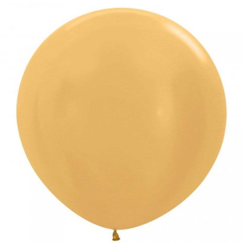 Three 60cm metallic gold latex balloons from Sempertex, perfect for elegant celebrations and decorations.